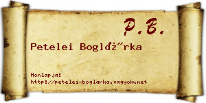 Petelei Boglárka névjegykártya